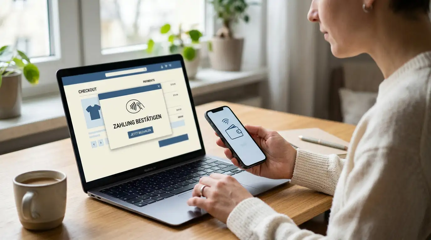 iPhone mit neutraler Ansicht der digitalen Geldbörse im Kassenbereich