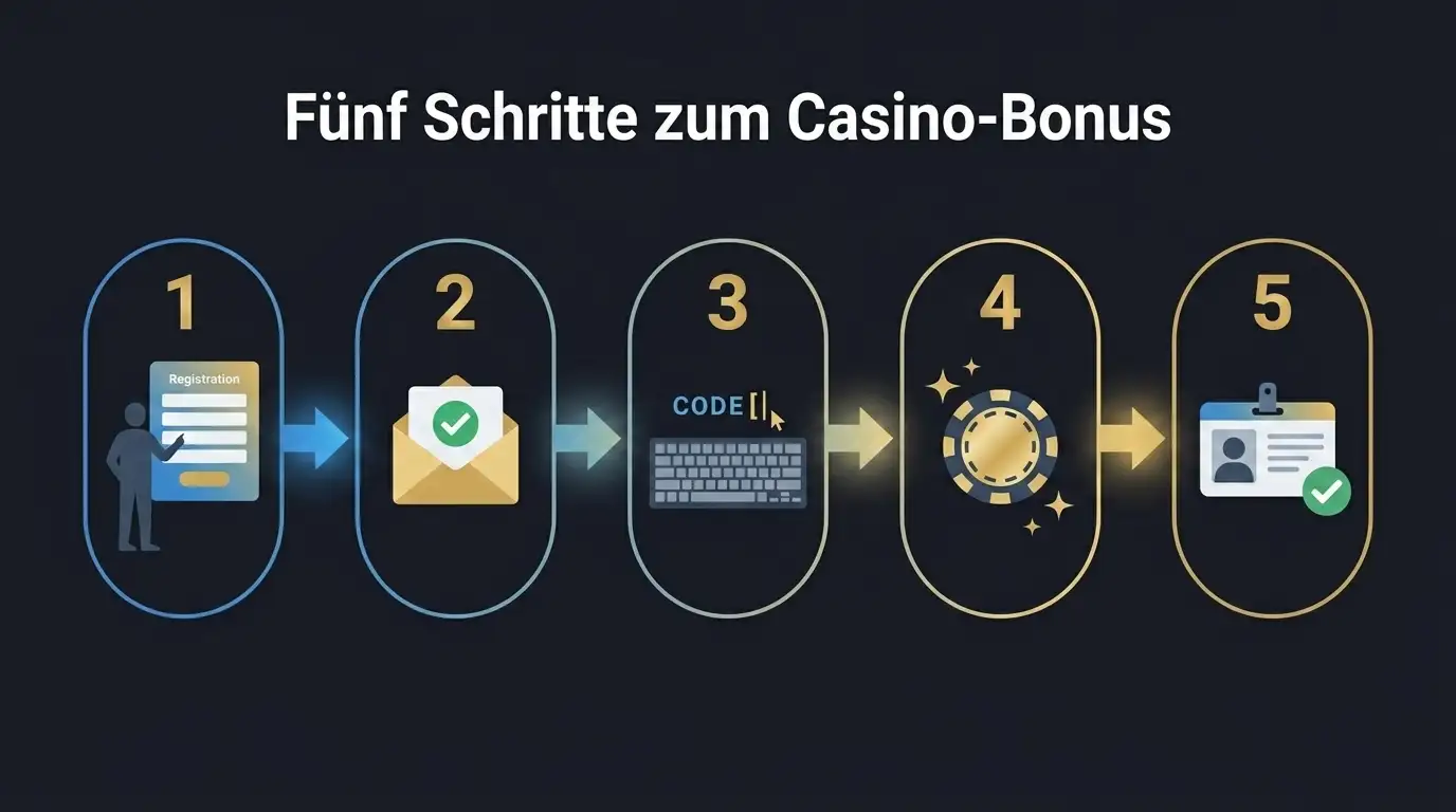 Fünf-Schritte-Prozess zur Aktivierung eines Casino-Bonus ohne Einzahlung