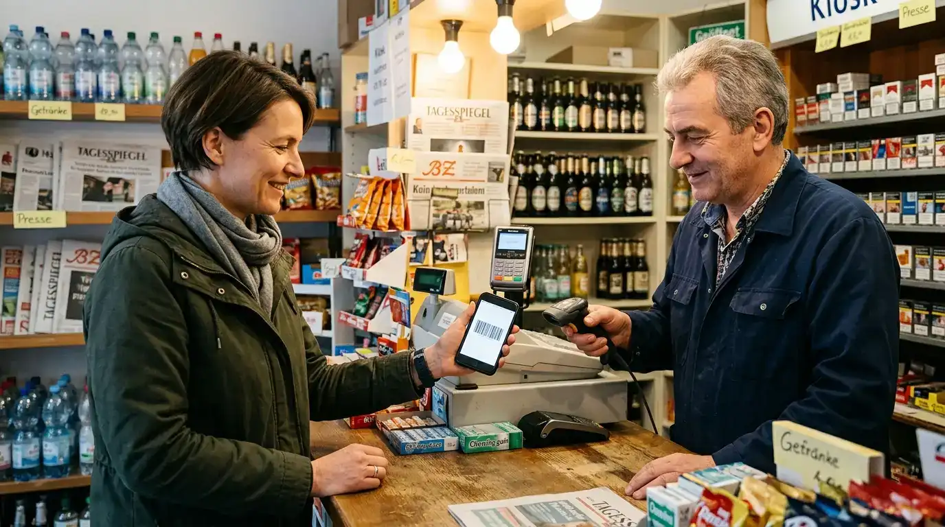 Strichcode und Verkaufsstelle für eine CashtoCode-Einzahlung
