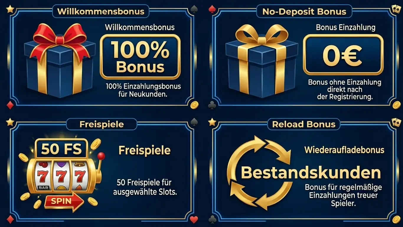 Casino-Code-Arten: Willkommensbonus, No-Deposit, Freispiele, Reload