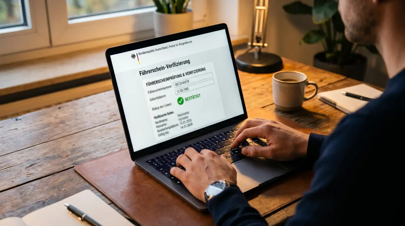 Person prüft Casino-Lizenz auf CGA-Portal am Laptop