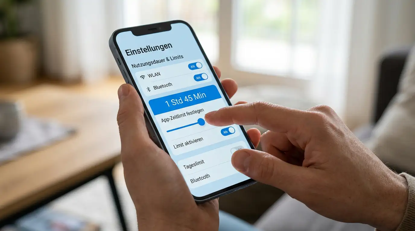 Person stellt Einzahlungslimit in Casino-App ein