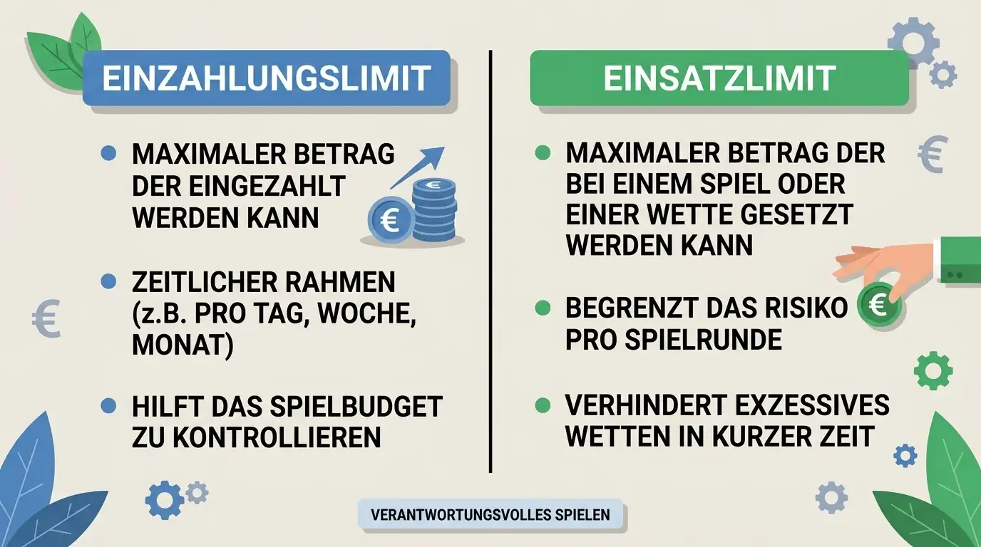 Diagramm mit zwei Säulen: Einzahlungslimit und Einsatzlimit im Vergleich