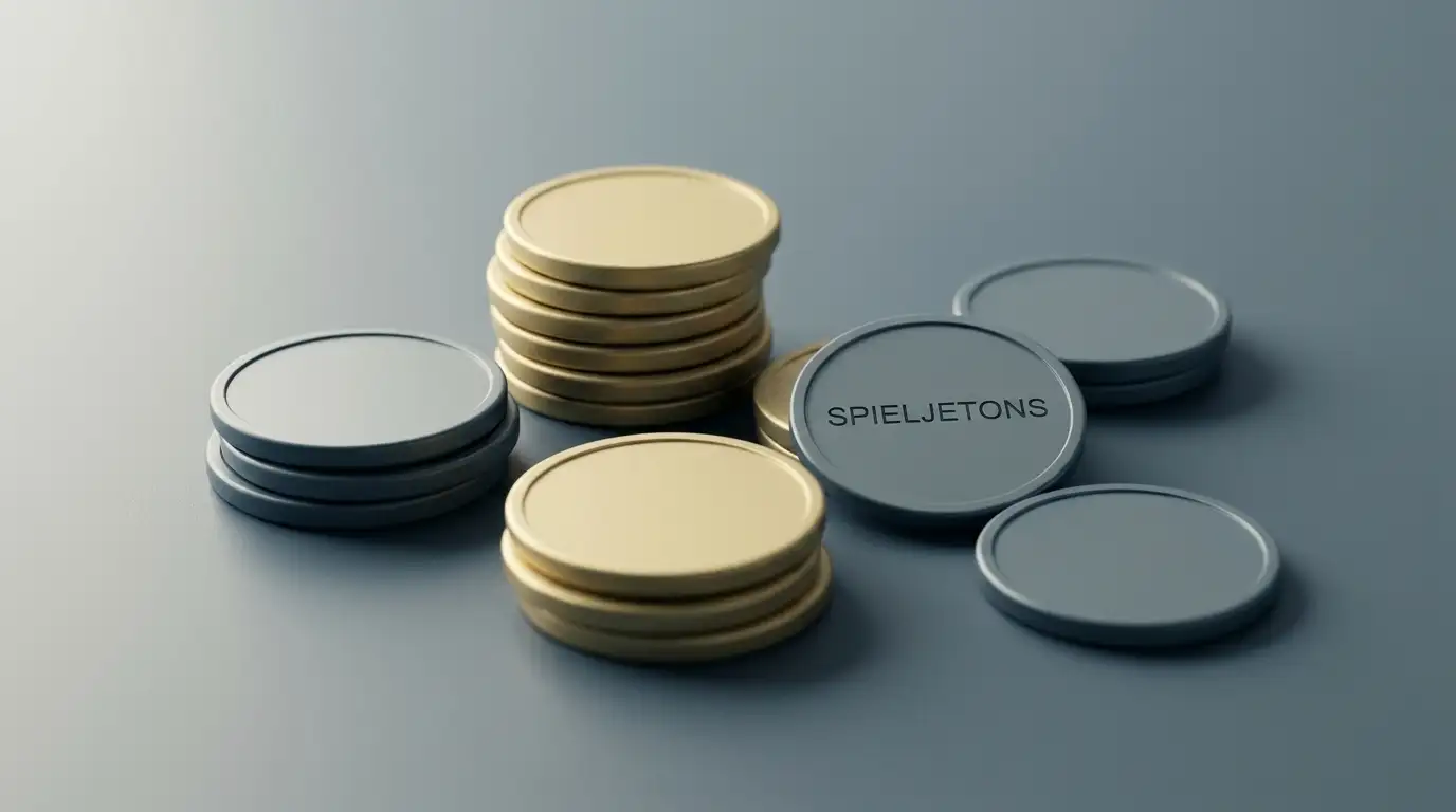 Neutrale Spielchips ohne Wertangabe als Sinnbild für den Vergleich von Freispiel-Stufen