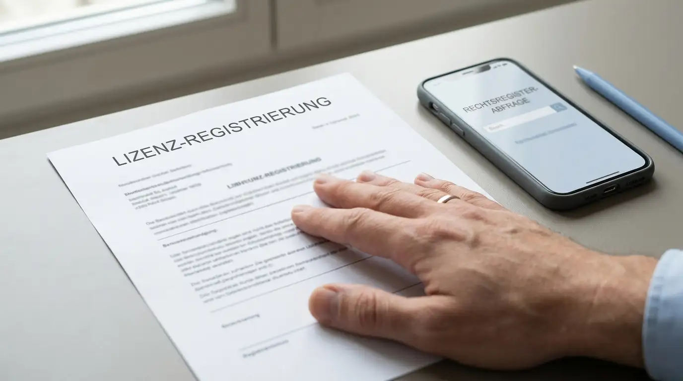 Neutrales Dokument zur Erlaubnisprüfung neben einem Mobiltelefon ohne Markenkennzeichen