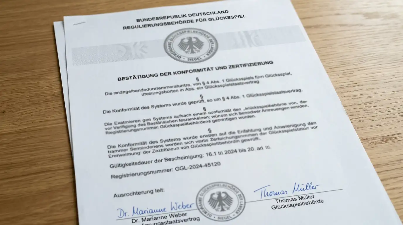 Offizielles Dokument mit GGL-Siegel und Paragraphenzeichen