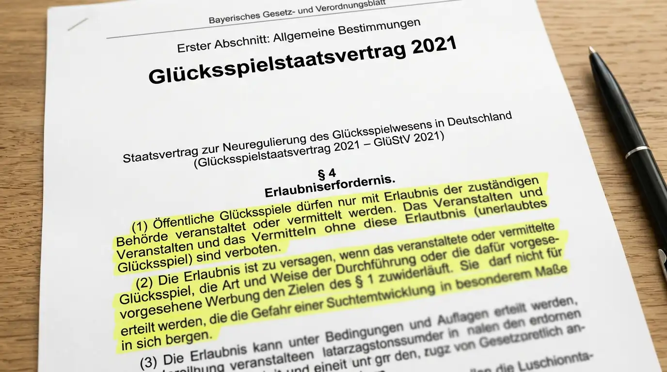 Gesetzestext des Glücksspielstaatsvertrags 2021 mit Markierungen