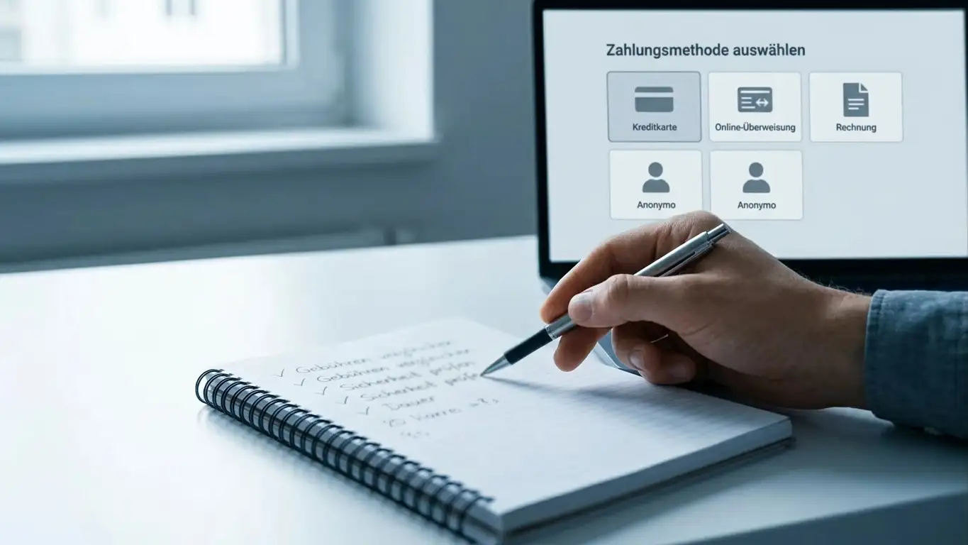 Laptop mit neutralem Kassenbereich und alternativen Zahlungswegen