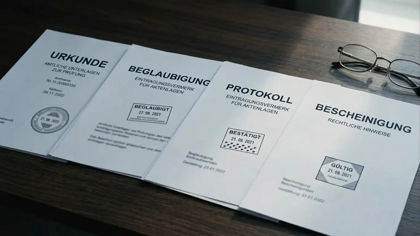 Verschiedene Lizenzdokumente liegen geordnet nebeneinander auf einem Holztisch
