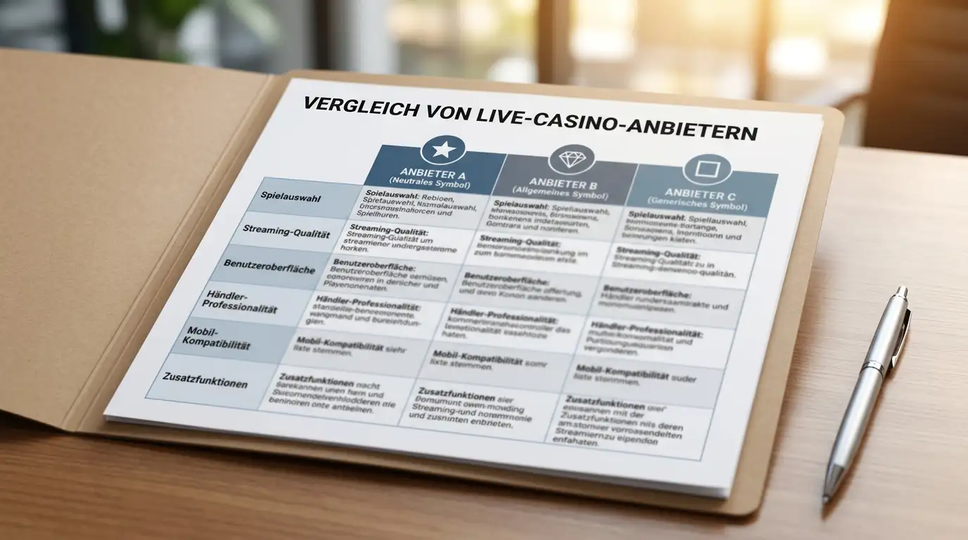 Vergleichstabelle mit Logos von Evolution Gaming, Playtech und Pragmatic Play