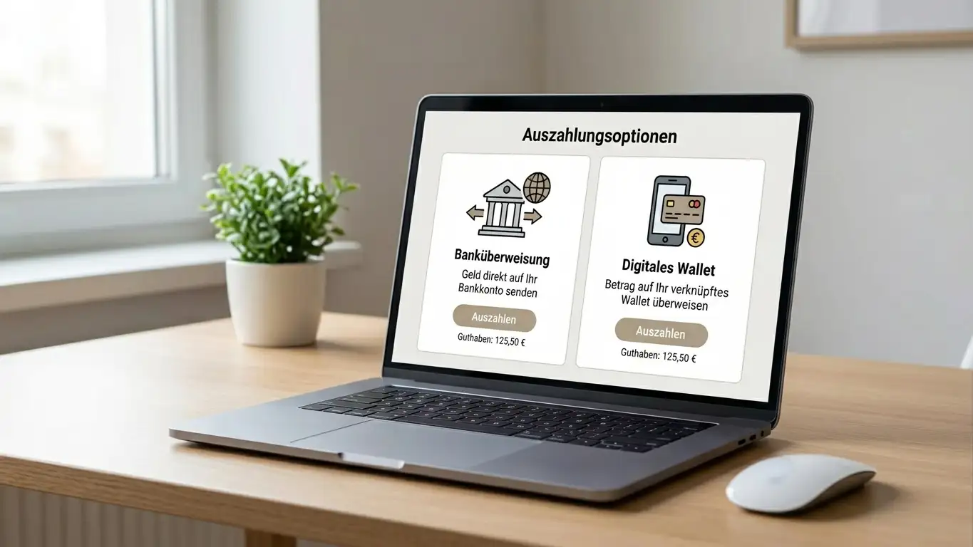 Neutrale Auszahlungsauswahl mit Banküberweisung und elektronischer Geldbörse