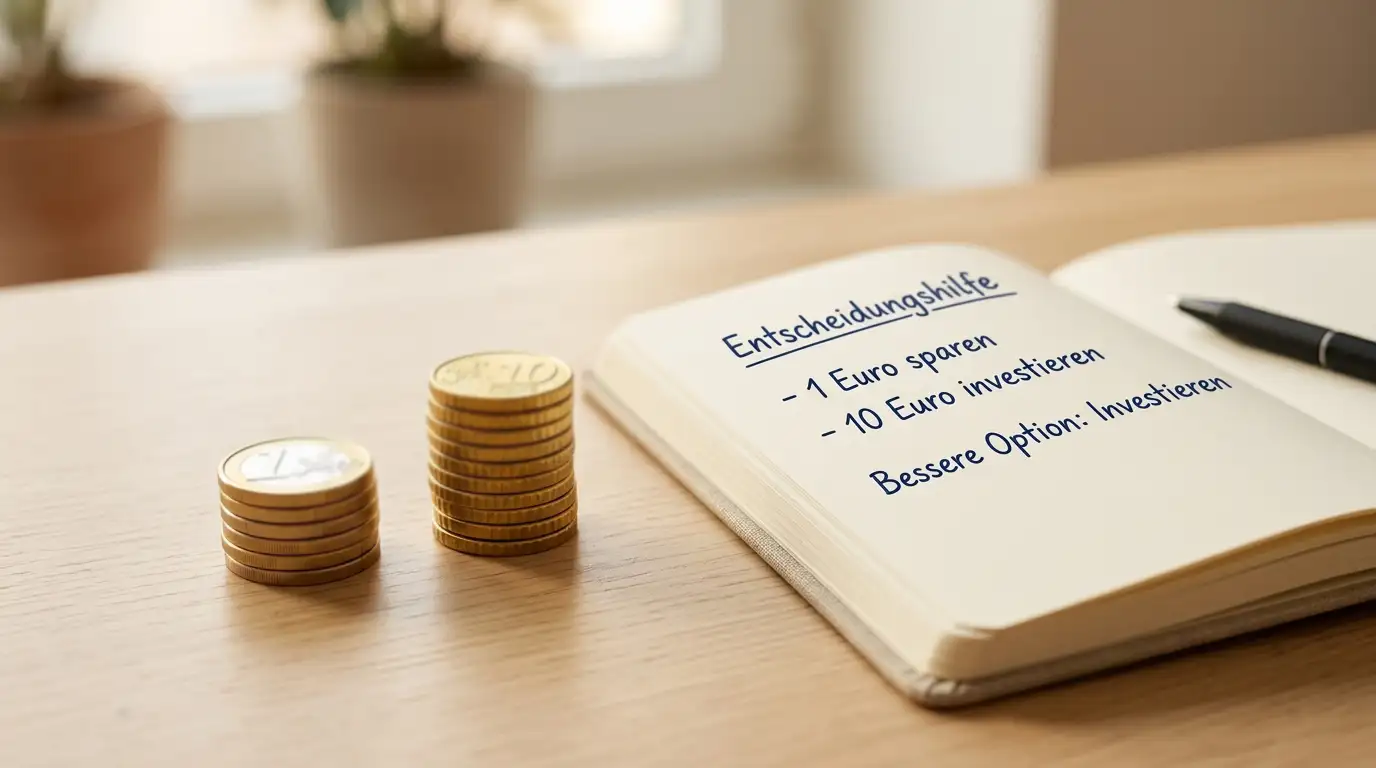 Zwei Stapel: kleiner 1-€-Stapel und höherer 10-€-Stapel — Entscheidungsbild zur sinnvollen Schwelle