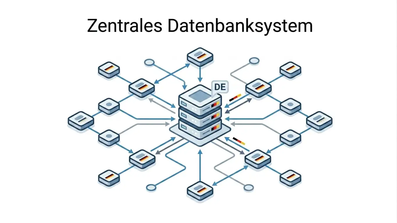 OASIS-Sperrdatei Datenbankabfrage mit GGL-Logo und deutscher Flagge