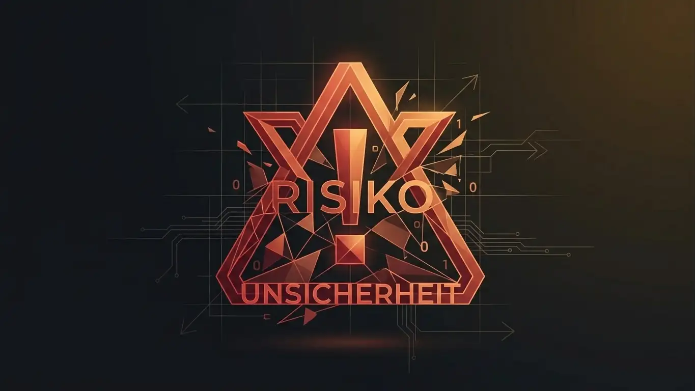 Warnsymbol in abstrakter digitaler Umgebung mit roten und orangefarbenen Tönen