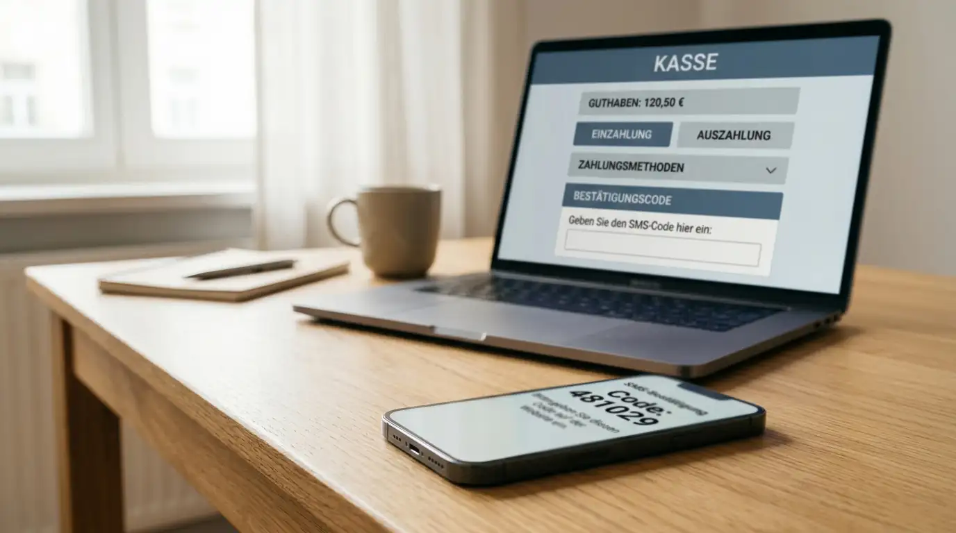 Smartphone mit Kurznachricht-Bestätigung für Casino-Einzahlung über Handyrechnung