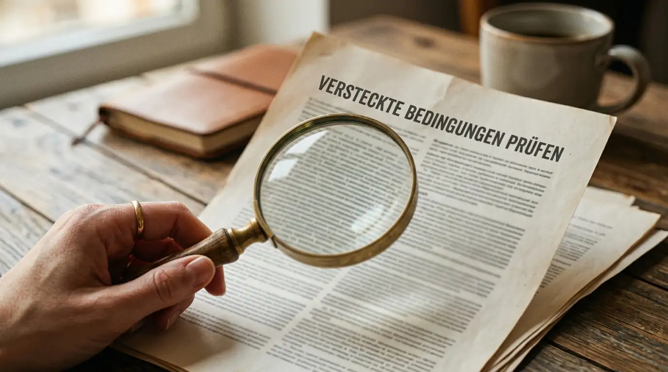 Typische Fallstricke im Kleingedruckten eines 400-Prozent-Bonus als Warnhinweise