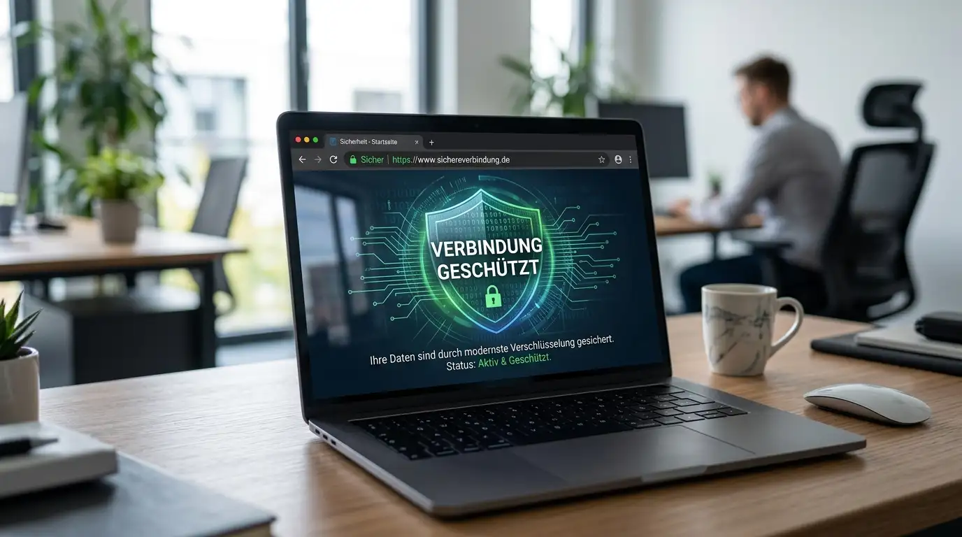 Laptop-Bildschirm mit SSL-Verschlüsselung und Vorhängeschloss-Symbol