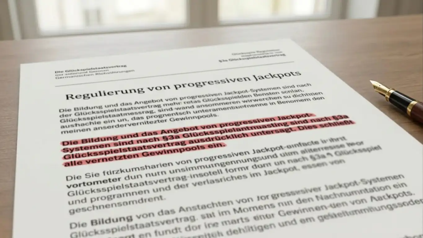Offizielle GGL-Dokumentation mit durchgestrichenen progressiven Jackpot-Mechanismen