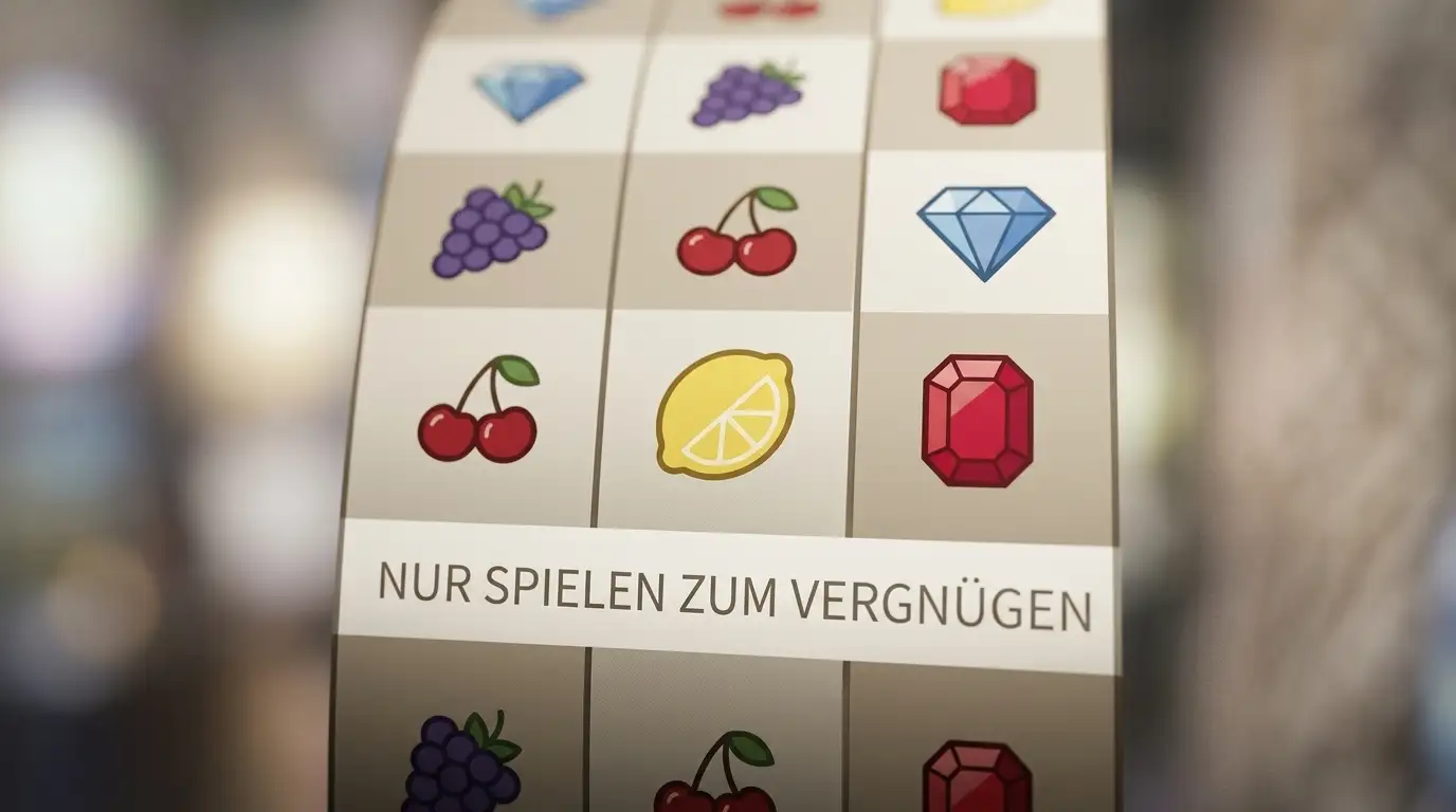 Nahaufnahme generischer Spielautomaten-Walzen mit neutralen Symbolen ohne Markenbezug