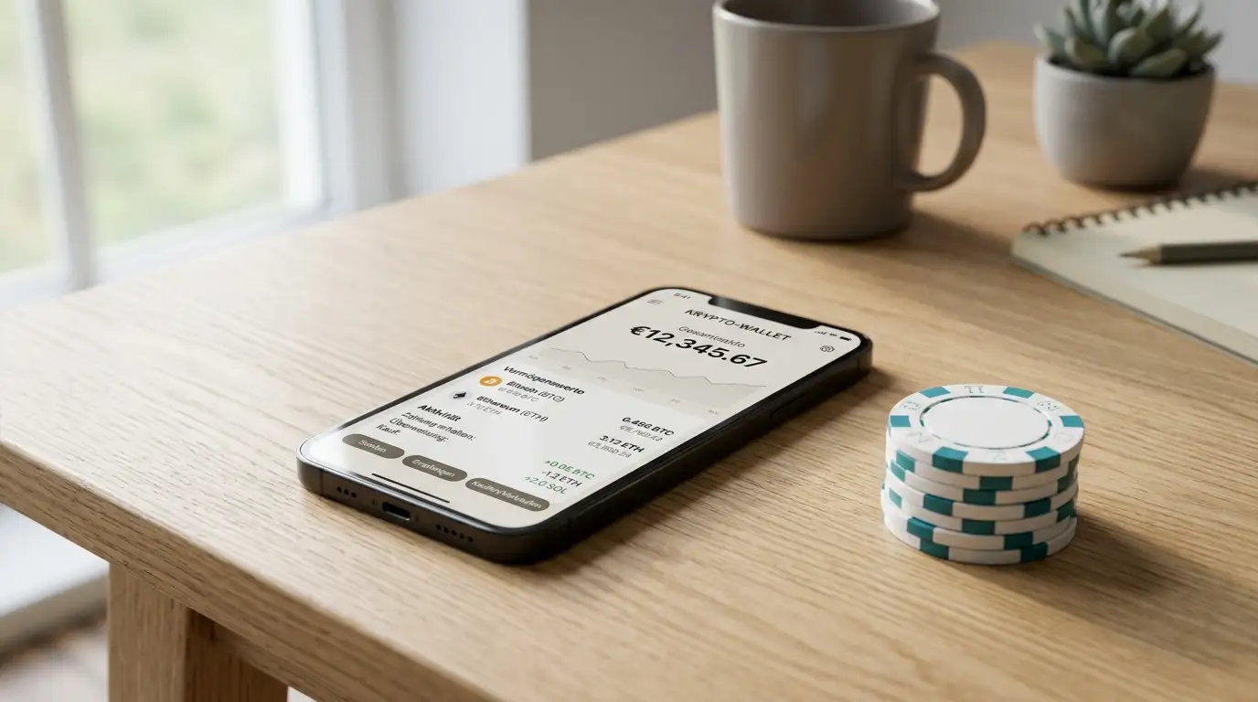 Tether-Casino-Vergleich mit USDT-Stablecoin und Casino-Chips auf dem Tisch