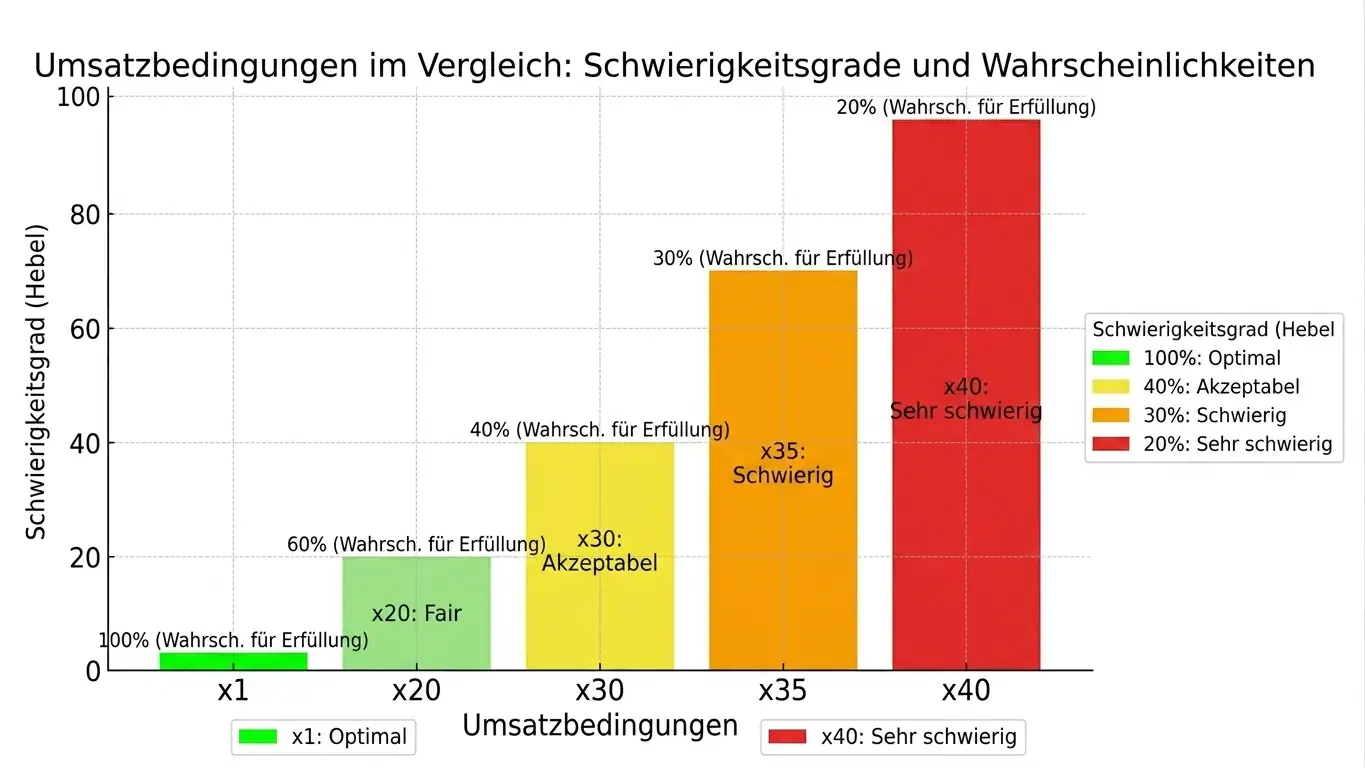 Umsatzbedingungen Vergleich: x20 bis x40 - Fair oder Falle?