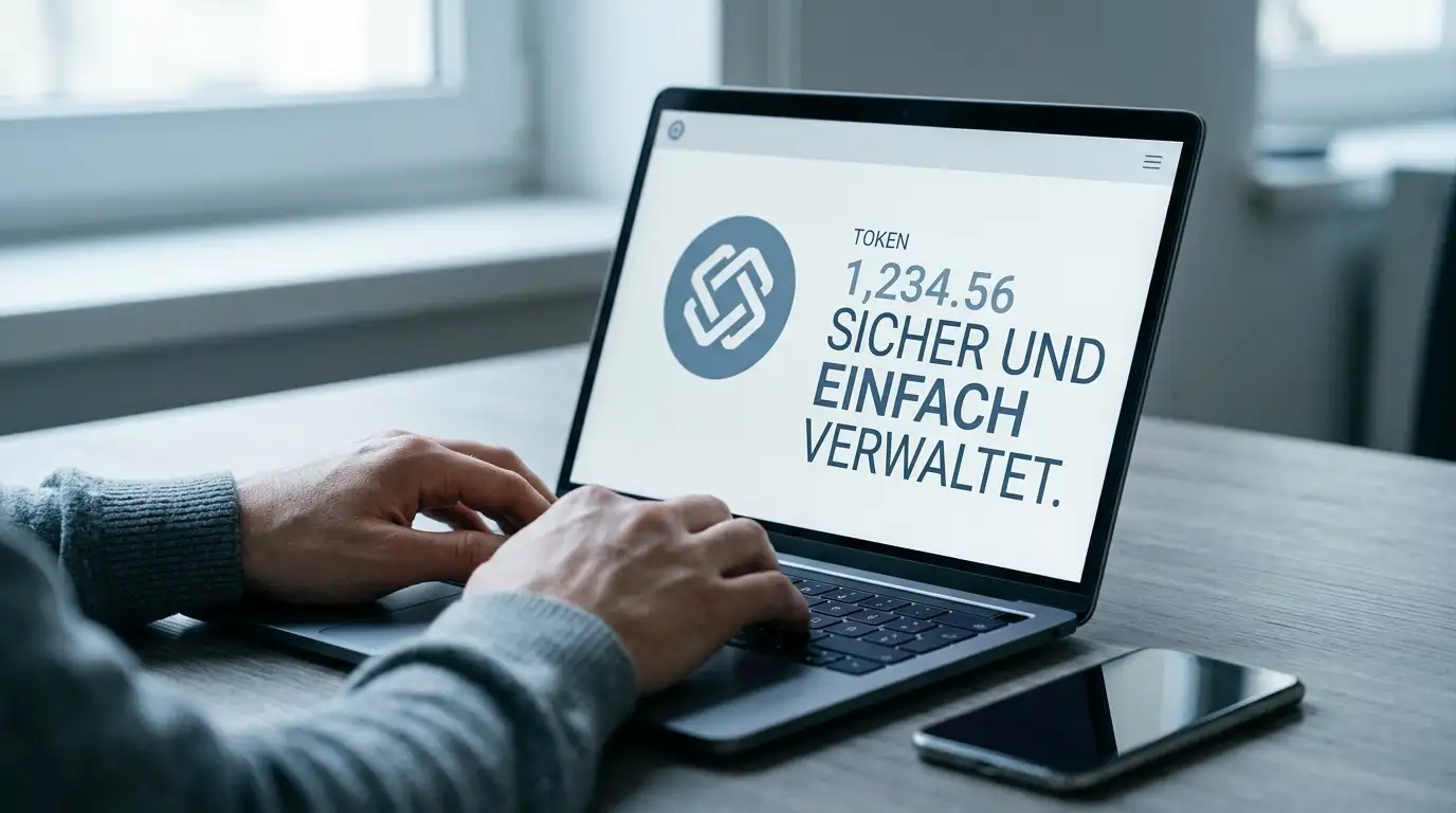 Einzahlung per Kryptowährung über eine Wallet-Oberfläche am Laptop