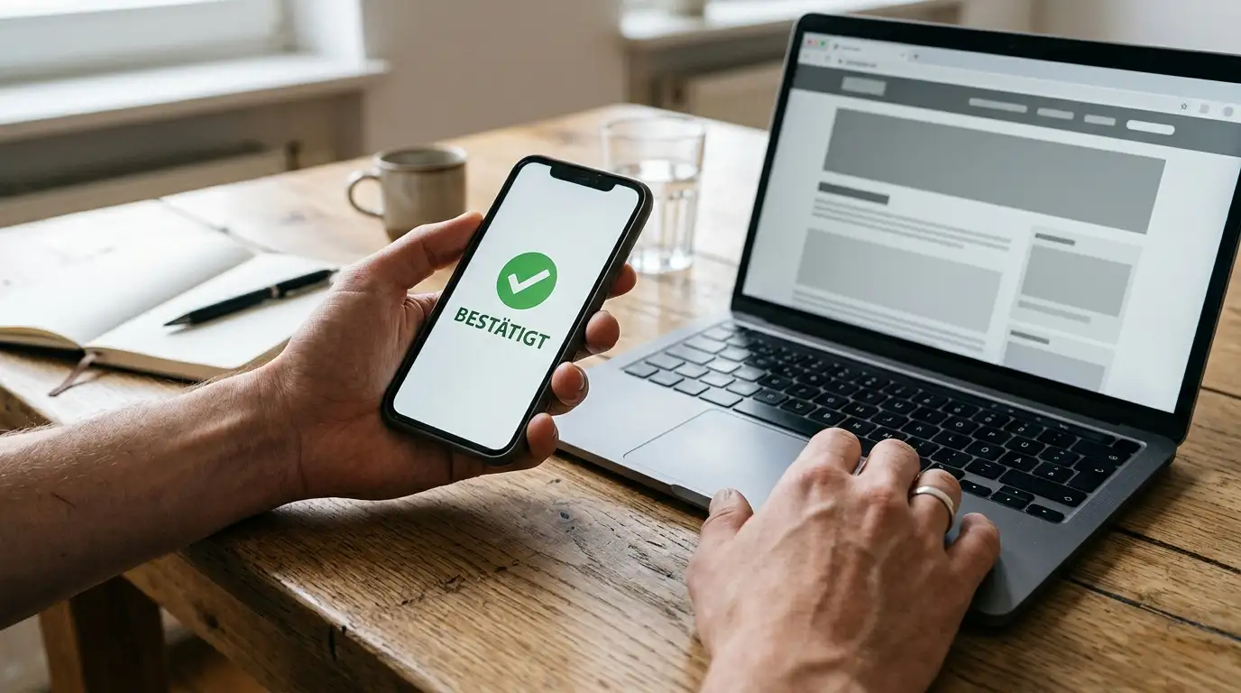 Ablauf einer Wero-Einzahlung im Casino: Bestätigung in der Banking-App