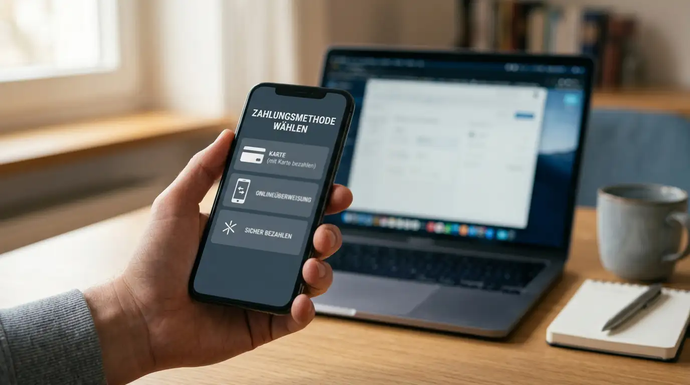 Verschiedene Zahlungsmethoden von Krypto bis E-Wallet auf einem Smartphone